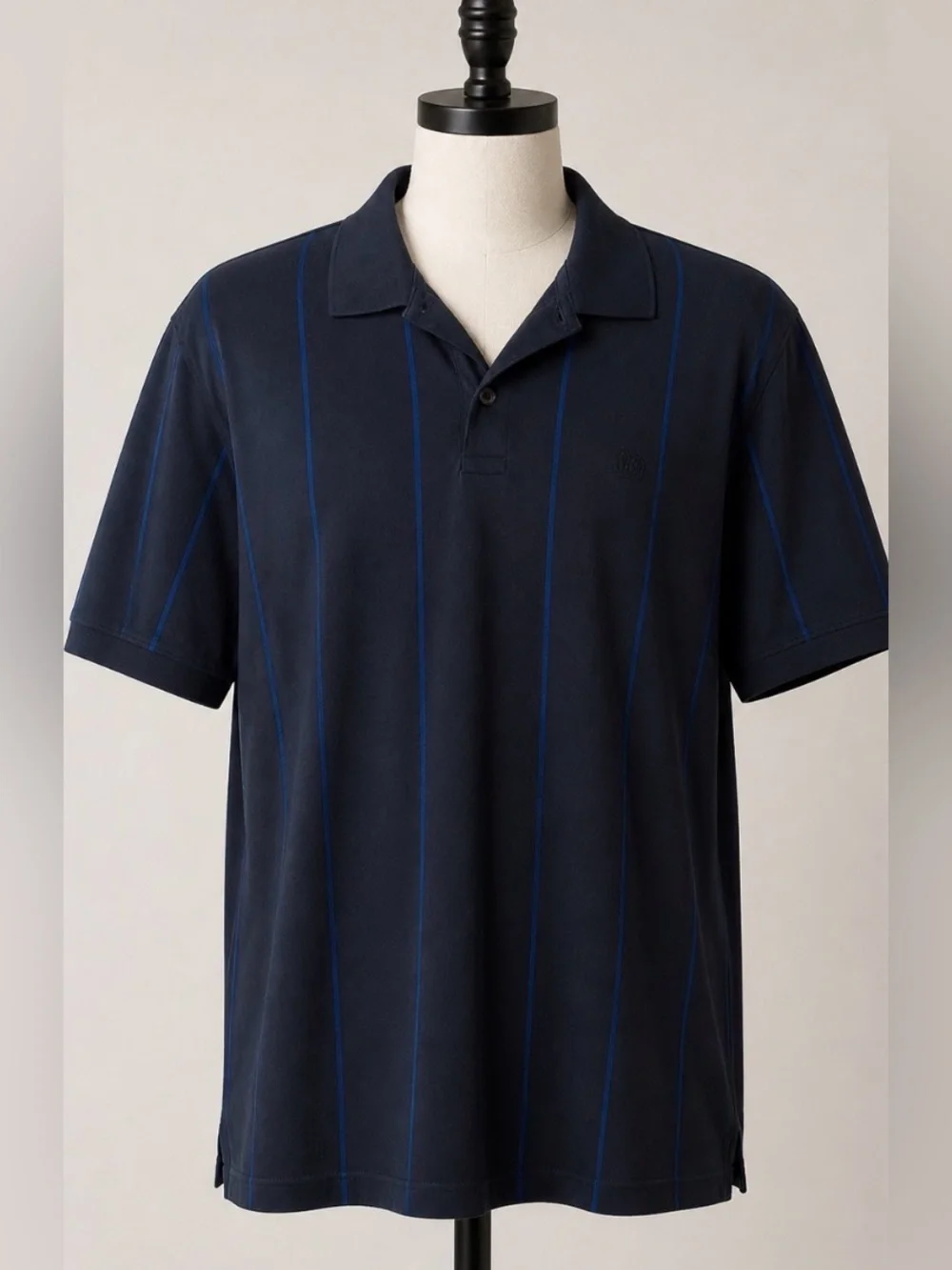 Banana Republic Navy Blue Striped Pique Polo Shirt, Size XL